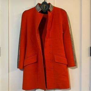 VERSACE ORANGE WOOL and CHAIN MESH COAT 38 - 2